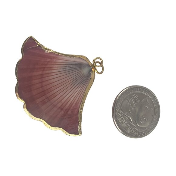 Gold Edged Natural Shell Pendant Charm 1.75 inch - Picture 6 of 6